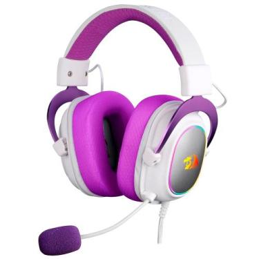Imagem de Headset Gamer Zeus Soda Pop X Branco com Roxo Rgb - REDRAGON