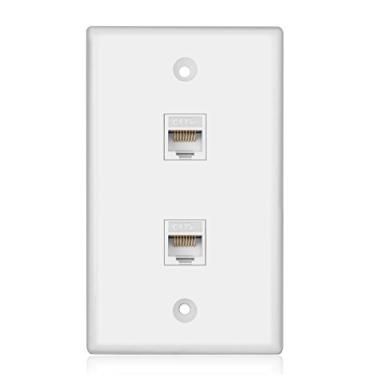 Imagem de Placa de parede Ethernet TNP porta dupla Cat5e - 1 Gang Double Cat 5 placa de parede - 2 portas RJ45 Faceplate Cabo de rede capa fêmea para fêmea Keystone branco