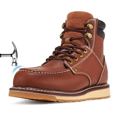 Imagem de NINGO Botas De Trabalho Masculinas Com Biqueira Aço, Bico Fino 6 Polegadas, Calçados Couro Integral Para Atividades Ao Ar Livre, Segurança Antiderrapantes E Resistentes A Óleo Proteção Eh Construção