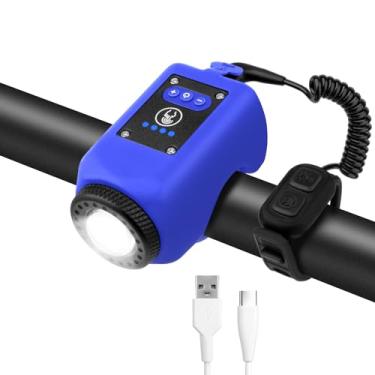 Imagem de Suteng Buzina De Bicicleta Com Luz, Farol Dianteiro Elétrico 2 Em 1 110 Db, Recarregável Via Usb, 6 Sons E 4 Modos Acessórios Para Bicicletas Ipx5 Ciclismo Estrada, Montanha Noturno. (Azul)
