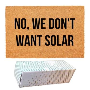 Imagem de Capacho engraçado de coco com No, We Don't Want Solar - Tapete de porta da frente, tapete de boas-vindas de entrada, 60 x 40 cm