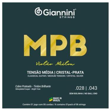 Imagem de Jogo De Cordas Giannini Violão Nylon Médio Série Mpb Genws