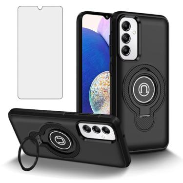 Imagem de Asuwish Capa de celular para Samsung Galaxy A14/M14 5G com protetor de tela de vidro temperado, suporte magnético fino, suporte rígido, híbrido, resistente, com suporte, película, capa A 14 4 G, 14 A