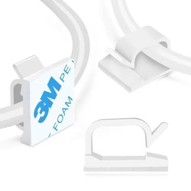 Imagem de Clearhill 100 braçadeiras de cabo, suportes de fio de parede, grampos de cabo adesivos mantêm os cabos limpos sob mesas, carros e computadores (WCL-0805 branco)