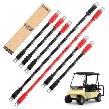 Imagem de 10L0L Conjunto de cabos de bateria de carrinho de golfe para carro de clube DS 1995-Up (48 volts), calibre 4, 7 peças, cabo de bateria CA/CC resistente de 36 cm