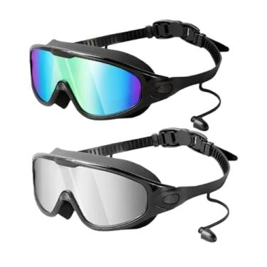 Imagem de oshhni Óculos de natação 2 peças com protetor auricular, antiembaçante com estojo de armazenamento, à prova de vazamento, óculos de natação para adultos com, Multi E Prata