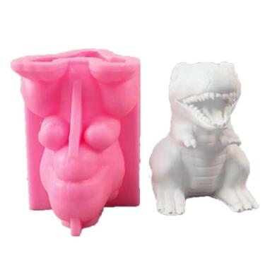 Imagem de TOPFROP Moldes de silicone de vela de dinossauro, moldes de vela de animais para fazer velas sabonete, decorações de gesso, presente de férias