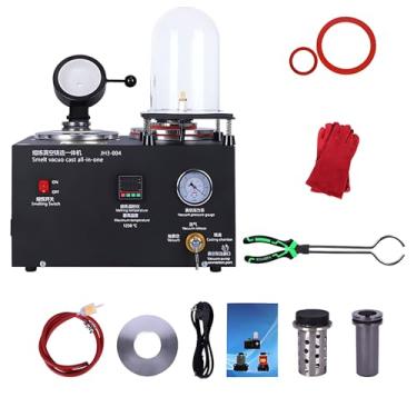 Imagem de Máquina de fusão de ouro a vácuo com display digital – Design compacto com manômetro ajustável, revestimento cerâmico (máx. 1250 °C) e dissipação de calor angular para fundição de anéis eficiente