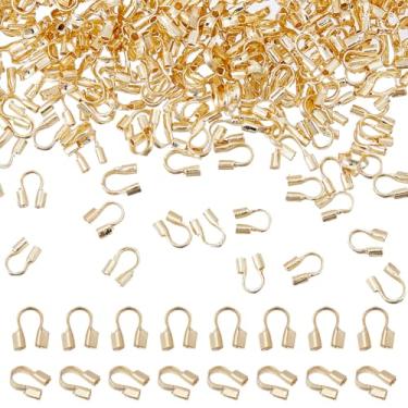 Imagem de DICOSMETIC 300 peças de guardiões de arame para fabricação de joias de latão em forma de U, protetor de cabo de joias banhado a ouro 14 K, protetor de fio de 4,5 x 3 x 1,5 mm para fabricação de joias