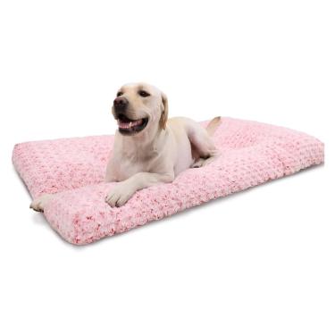 Imagem de Cama de cachorro KSIIA lavável de pelúcia Deluxe para cães grandes, rosa