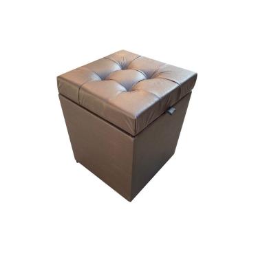 Imagem de Puff Baú Quadrado 1 Lugar 36X36 Cm Marrom Material Sintético