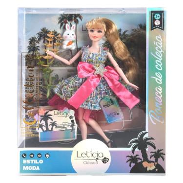 Imagem de Boneca Leticia Classica - Boneca de Colecao - Vestido Rosa e Azul