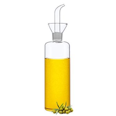 Imagem de HAIZEEN Garrafa dispensadora de azeite de oliva de vidro transparente de 500 ml - Galheteiro de óleo e vinagre com despejadores sem gotejamento e sem necessidade de funil - Decantador de jarra de