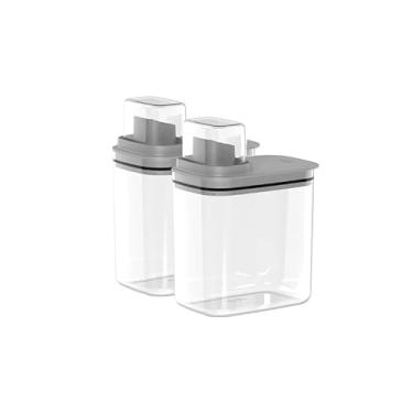 Imagem de Kit 2 Dispensers para Sabão Líquido, Pó e Amaciante - Ou Linha FLow (1,5L - Chumbo)