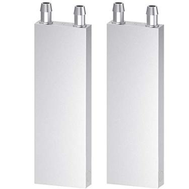 Imagem de DIYhz — Bloco de resfriamento de água de alumínio, sistema de dissipador de calor líquido para computador CPU Graphics Radiator Heatsink Endothermic Head Silver 2 peças (40 mm x 120 mm x 12 mm)