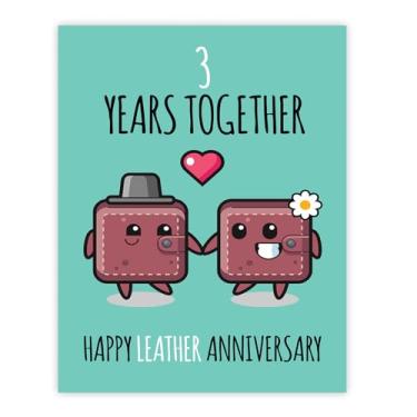 Imagem de Stuff4 Pôster de 3º aniversário sem moldura - 3 anos juntos - Feliz 3º aniversário de casamento presentes fofos para esposa companheira namorado parceiro marido namorada, aniversários de 20 x 25 cm