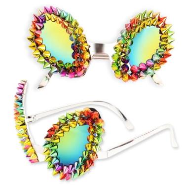 Imagem de hhdatc Óculos de fantasia de alienígena, óculos de esqui grandes com strass, design brilhante para Halloween, cosplay e festa, unissex, óculos para adultos