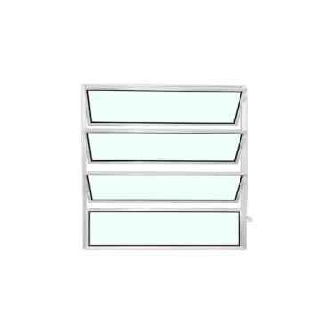 Imagem de Vitrô Basculante 1 Seção 80x80 Linha Esmeralda – Alumínio Branco, Vidro Liso 3mm – Lumineziri Esquadrias