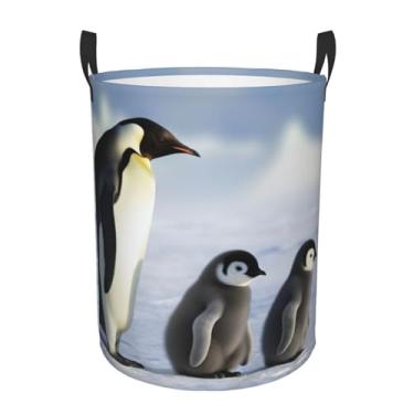 Imagem de Cesto de lavanderia para família pinguim, dobrável, impermeável, cesto de armazenamento de roupas com alças, pano Oxford, organizador de brinquedos, cesta para banheiro, lavanderia, quarto, pequeno
