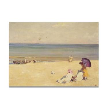 Imagem de A Summer'S Day John Lavery Iconic Realist Portrait & War Scene Canvas Art – Decoração de parede irlandesa atemporal para casa 30 x 42 cm Un Framed