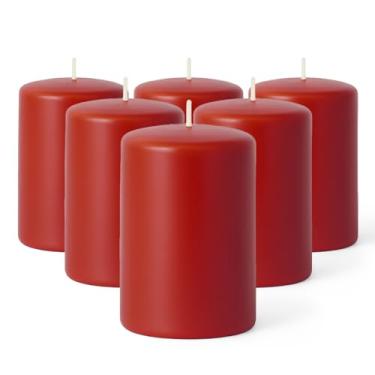 Imagem de Biedermann & Sons Velas de pilar sem cheiro, caixa com 8 peças feitas na Alemanha, 10 cm, vermelho cranberry