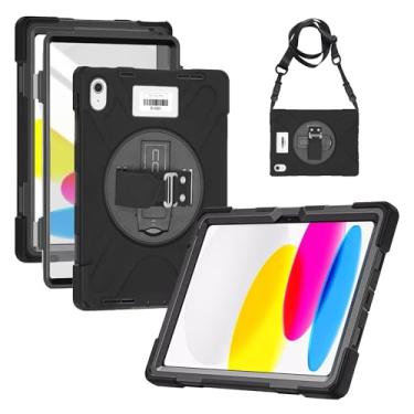 Imagem de CODi Capa robusta para iPad de 11 polegadas (A16)/iPad 11 polegadas (10ª geração) com protetor de tela e janela de etiqueta de ativos | Proteção de 360°, suporte e alça de ombro