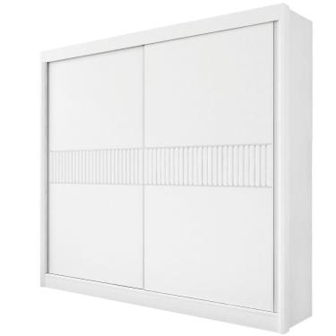Imagem de Guarda Roupa Casal Cancun Ripado 2 Portas 6 Gavetas Sem Pés - D' Doro Branco/ripado