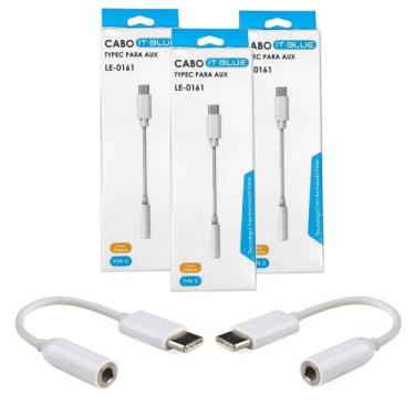 Imagem de Kit 5 Cabo Adaptador Tipo C para P2 Fone com Chip Revender Atacado - L