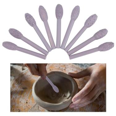 Imagem de UNICRAFTALE Conjunto de ferramentas de textura de argila de resina para projetos de arte, varas ovais para modelagem de argila, kit de rolos com alças para ferramentas de escultura de cerâmica para