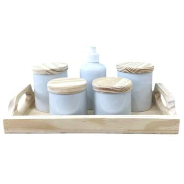 Imagem de Antilope Decor Porcelanas, Kit higiene bebê 6 pçs Liso - Porcelana e Pinus