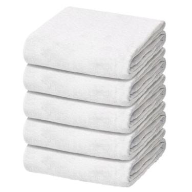 Imagem de Kit 5 Fraldas De Pano Luxo Lisa Branca Bebês 70X70Cm - Dugu