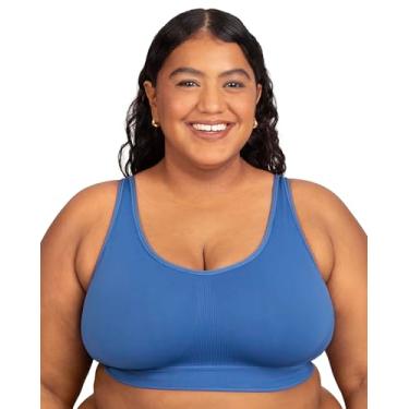 Imagem de Fruit of the Loom Sutiã feminino Fit for Me 360 stretch plus size sem costura, Azul holandês, XX-Large Plus