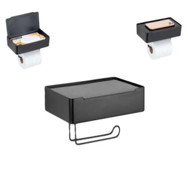 Imagem de Suporte Papel Higiênico Porta Lenço Umedecido Celular Fixação Dupla Fa