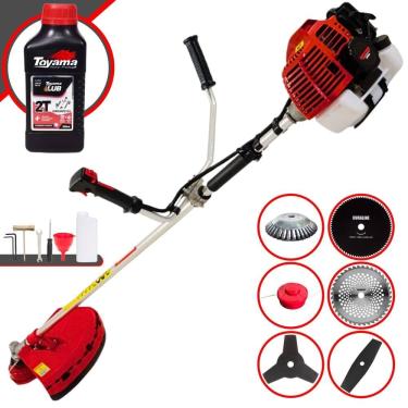 Imagem de Cortador de Grama Profissional À Gasolina Kawashima KW43L 43cc 1,7HP 10.000rpm Roçadeira Multifuncional Com 6 Opções de Cortes + ÓLEO TOYAMA 2T