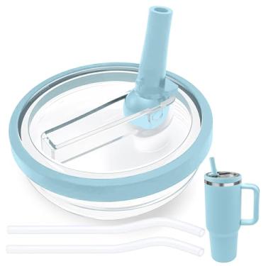 Imagem de Tampa de canudo flip de 850 g compatível com copo Stanley, tampa à prova de vazamento sem BPA adequada para copo Stanley Quencher de 850 g, substituição à prova de derramamento, 2 canudos, 1 pacote