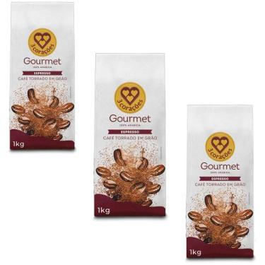 Imagem de Café Em Grãos 3 Corações Espresso Gourmet Kit 3 Unid De 1Kg - 3 Coraco