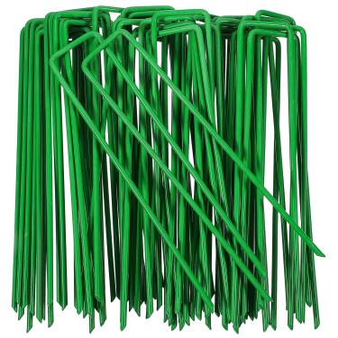 Imagem de 50 pacotes de estacas de jardim de 15 cm galvanizadas para paisagens grampeadas, grampeadores de grama tipo U, pregos de grama para grama artificial à prova de ferrugem, grampos de paisagismo para