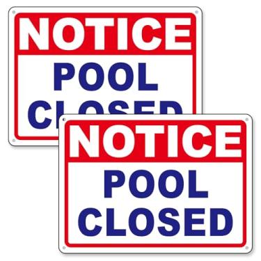 Imagem de (Pacote com 2) Placa fechada para piscina, placas fechadas para piscinas - Alumínio durável, livre de ferrugem, à prova d'água, sinalização fechada de piscina - para hotéis, comunidades e piscinas