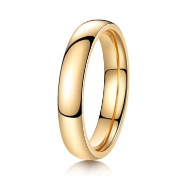 Imagem de YOESDIE Aliança de casamento de titânio de ouro 2 mm, 4 mm, 6 mm, 8 mm, 10 mm, para homens e mulheres | Aliança de casamento simples, altamente polida, ajuste confortável, tamanho 5-13, 11, Titânio