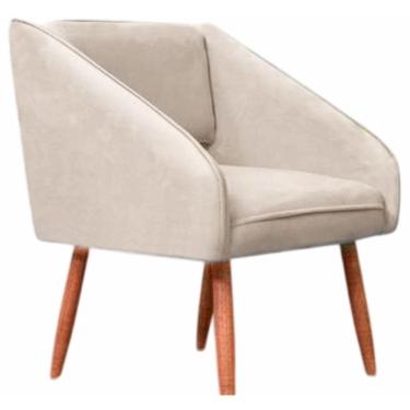 Imagem de Poltrona Conflex Decorativa Helena confortável estofada Capuccino pés palito de madeira maciça