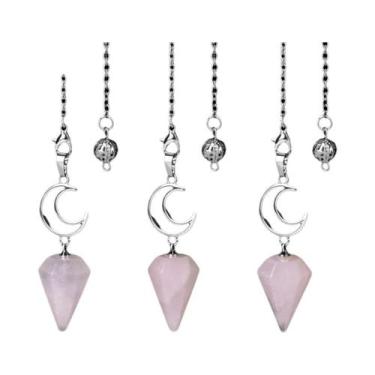 Imagem de Pêndulo De Cristal De Quartzo Rosa Para Adivinhação Cura Pedra Natural