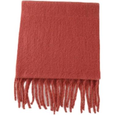 Imagem de Cachecol Para Mulheres Cor Sólida Lenço Macio Engrossado Quente Cor Sólida Lenço Mohair Borla Cachecol Inverno Quente, 7