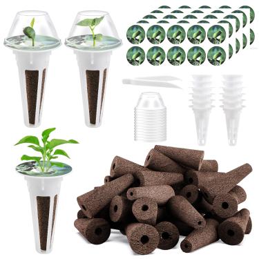 Imagem de Tigvio Kit de 66 cápsulas de sementes para Aerogarden, acessórios hidropônicos de jardim para sistema de partida compatíveis com suprimentos hidropônicos de todas as marcas, 50 esponjas de cultivo, 50