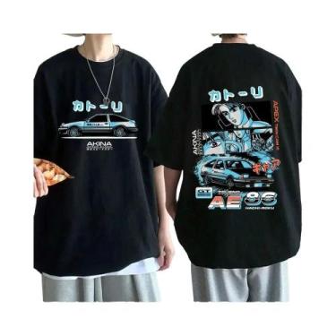 Imagem de Camiseta Unissex Dupla Face Anime Drift AE86 Initial D Com Gola Redond