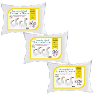 Imagem de Kit 3 Travesseiros Macio Infantil - 100% Plumas Ganso - Daune