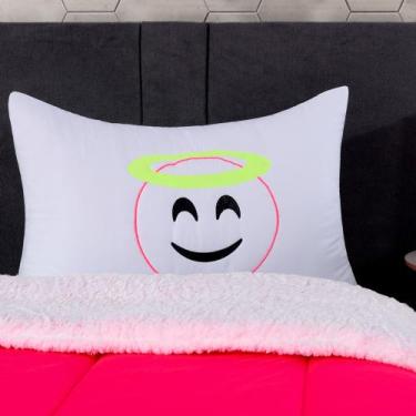 Imagem de Coberdrom Solteiro Emoji Porta Travesseiro Bordado 02 Peças Pink - the