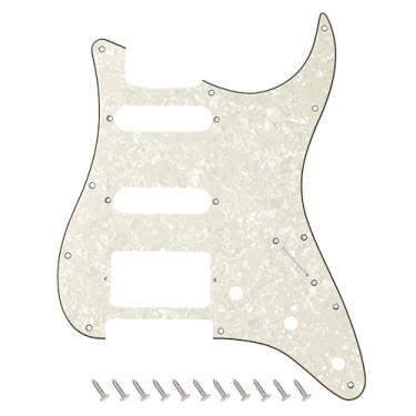 Imagem de Banworks 4 Ply Strat HSS Pickguard Pickguard de guitarra elétrica de 11 furos SSH placa de risco para para-lama EUA/Mexicano estilo moderno Stratocaster ST JT/HB-02 vintage branco pérola