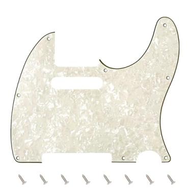 Imagem de Banworks 4 Ply Tele Pickguard 8 furos para guitarra elétrica Pickguard placa para USA/Mexican Fender Modern Style Standard Tele Telecaster JT/HB-03 Vintage White Pearl