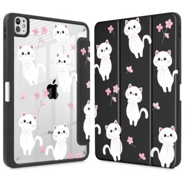 Imagem de Tuiklol Capa para iPad Pro de 11 polegadas (M4) 2024 5ª geração, porta-lápis embutido com proteção traseira transparente, suporte de três dobras, hibernar/despertar automático. Modelo: A2836/A2837