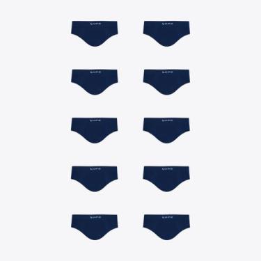 Imagem de Kit 10 Cuecas Lupo Slip Micromodal Sem Costura 00681-110, Azul marinho